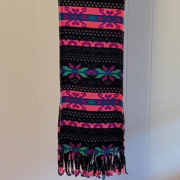 Gap fleece bright multi colored fringe scarf. - Picture 2 of 2